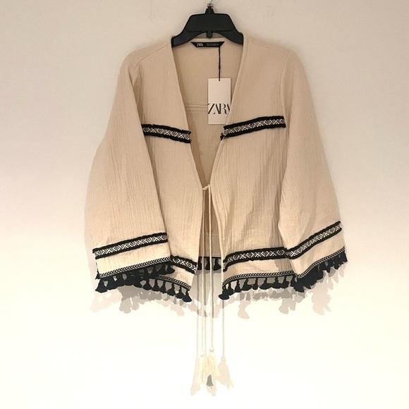 New ZARA Fringed Cuffs Passementerie Long Sleeve Jacket - Picture 11 of 14